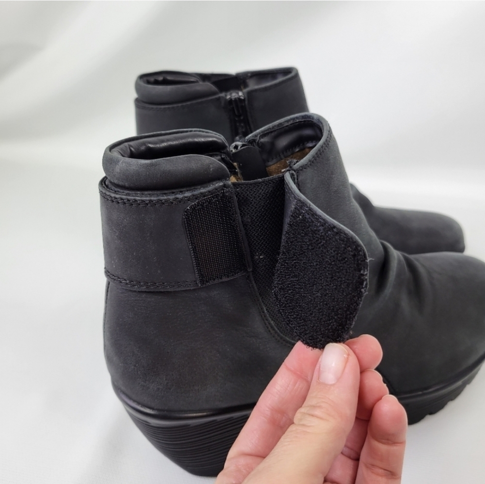 Skechers Leather Parallel Fastened Wedge Cooling Memory Foam Boots Sz 9 - Picture 6 of 11